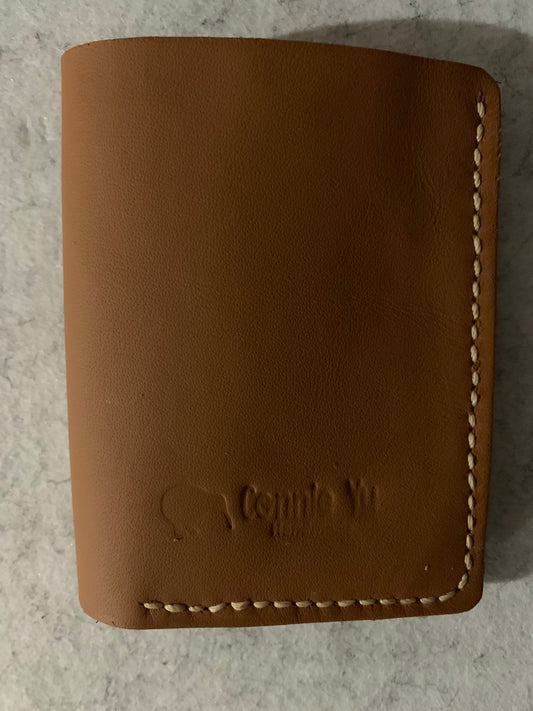 Light brown leather bifold wallet