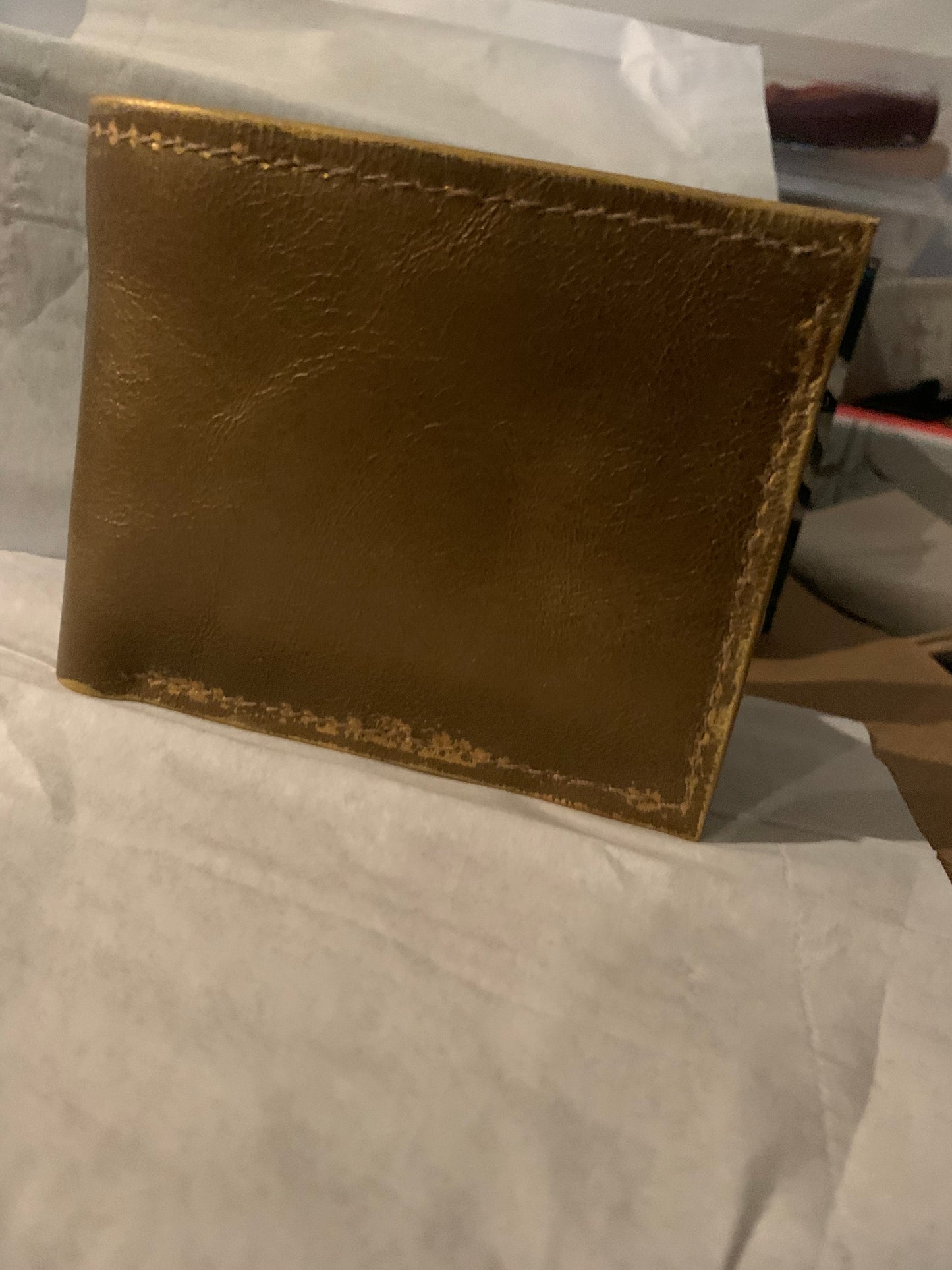 Metallic gold colour leather wallet