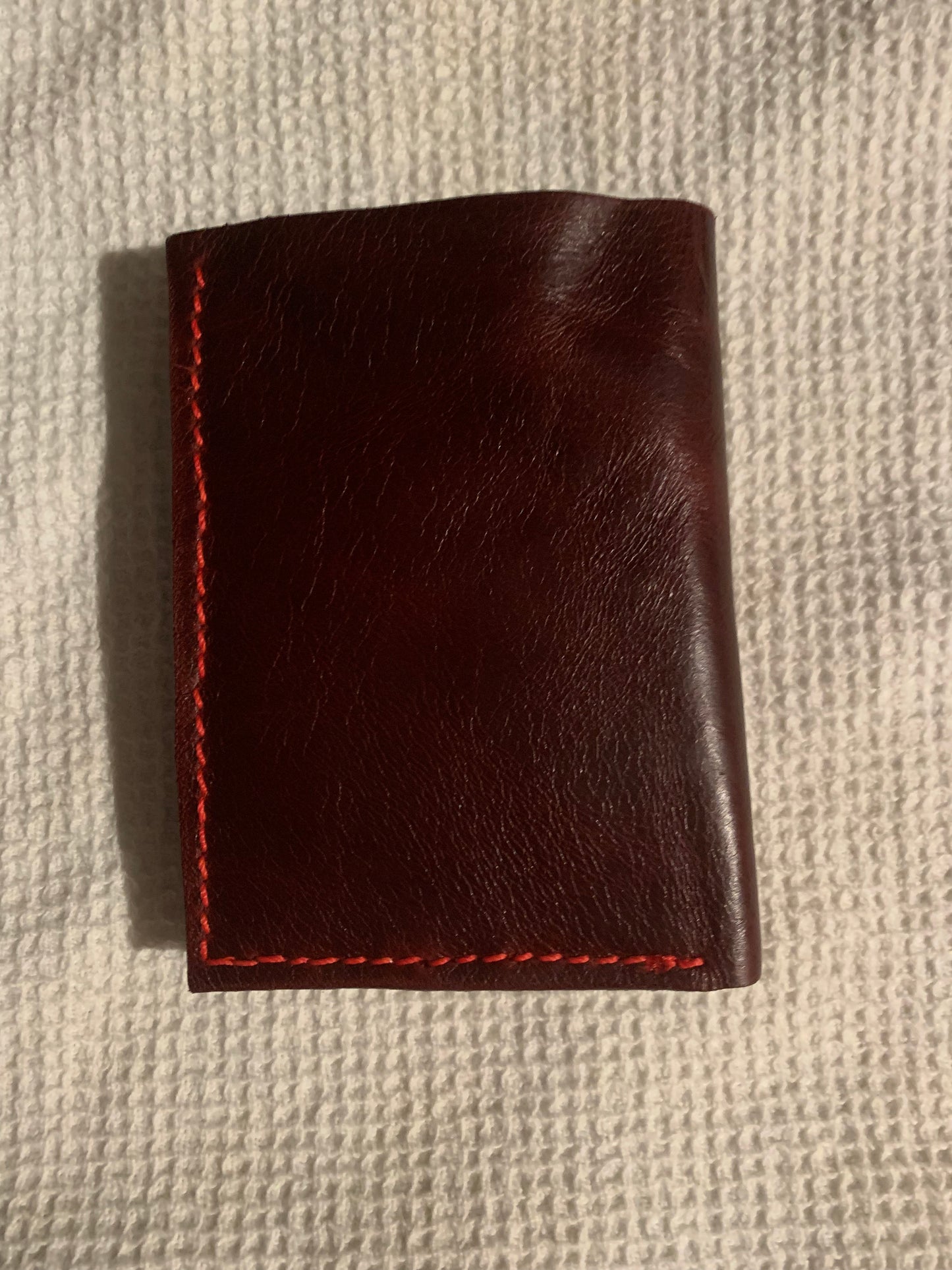 Dark red vertical leather wallet