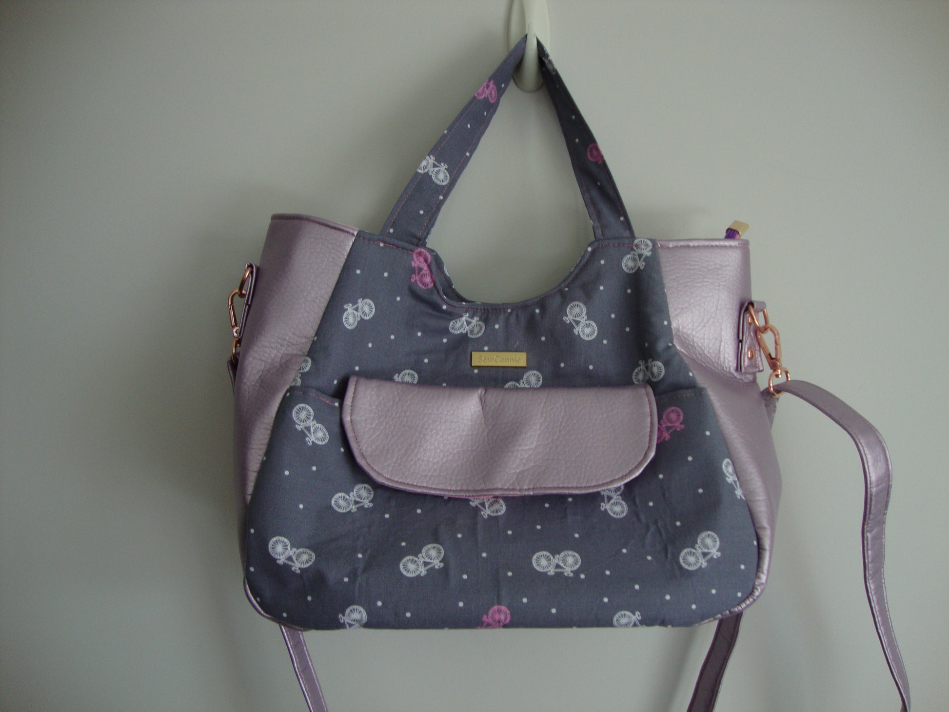 Pink & White Vinyl Handbag