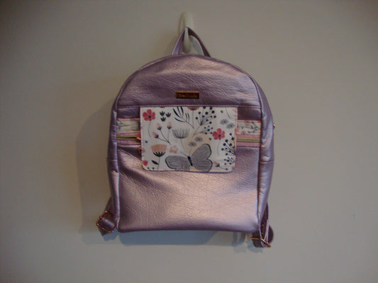 Mini Grey Butterfly with Lilac Vinyl Backpack