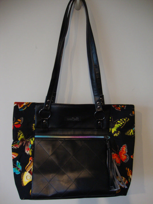 Butterfly with Black Vinyl Tote Bag