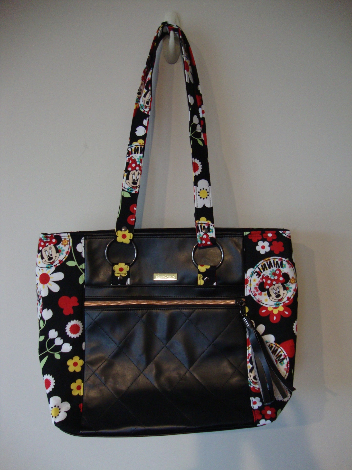 Minnie Mouse with Black Vinyl Tote Bag