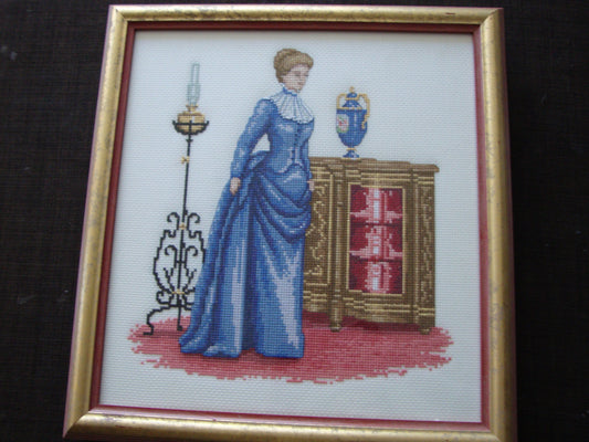 Framed Victorian Lady Cross Stitch