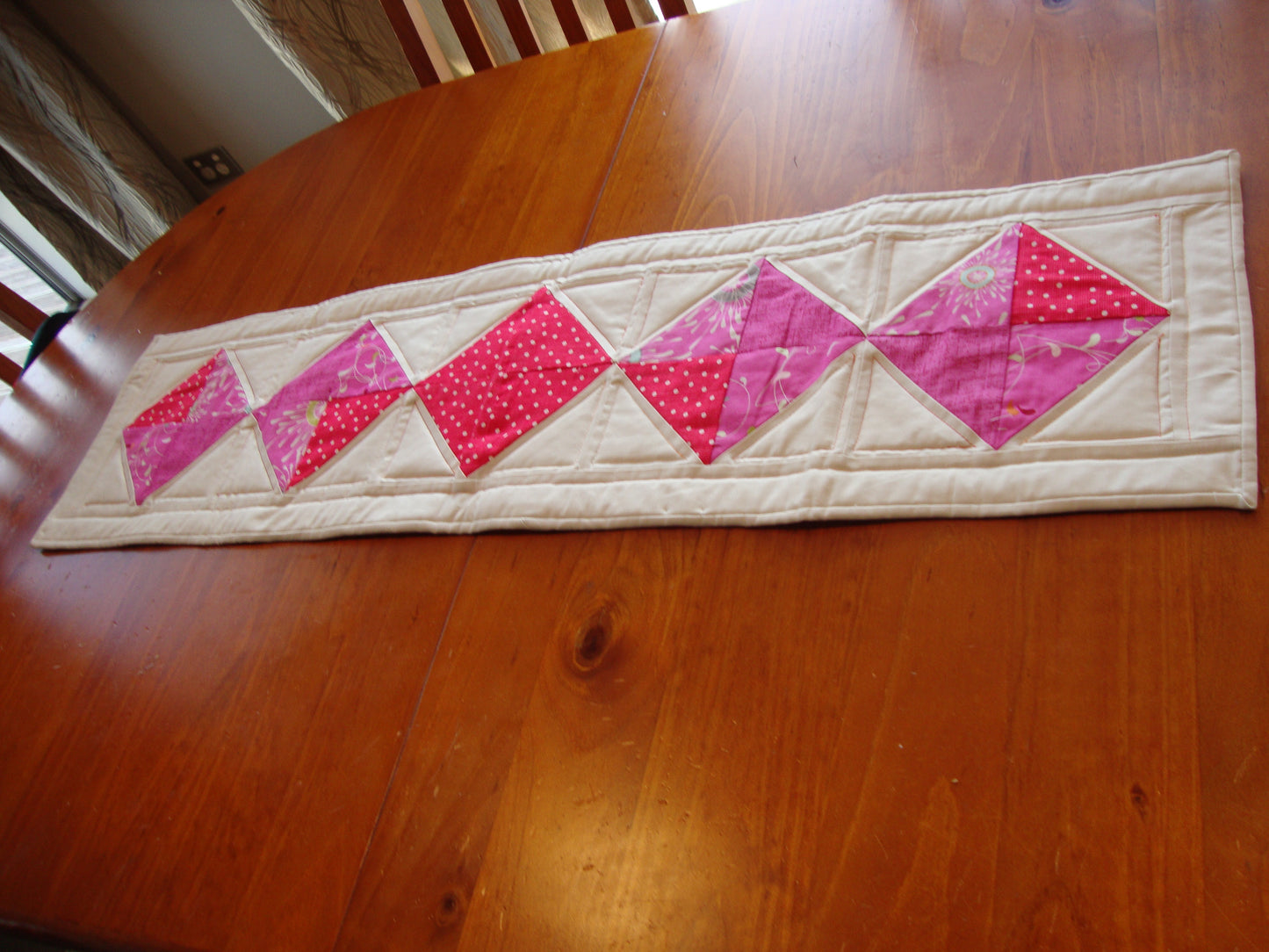 Nice Pink colourful quilted table runner