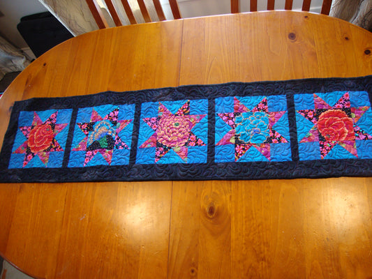 Flowery Star Quilted Table runner