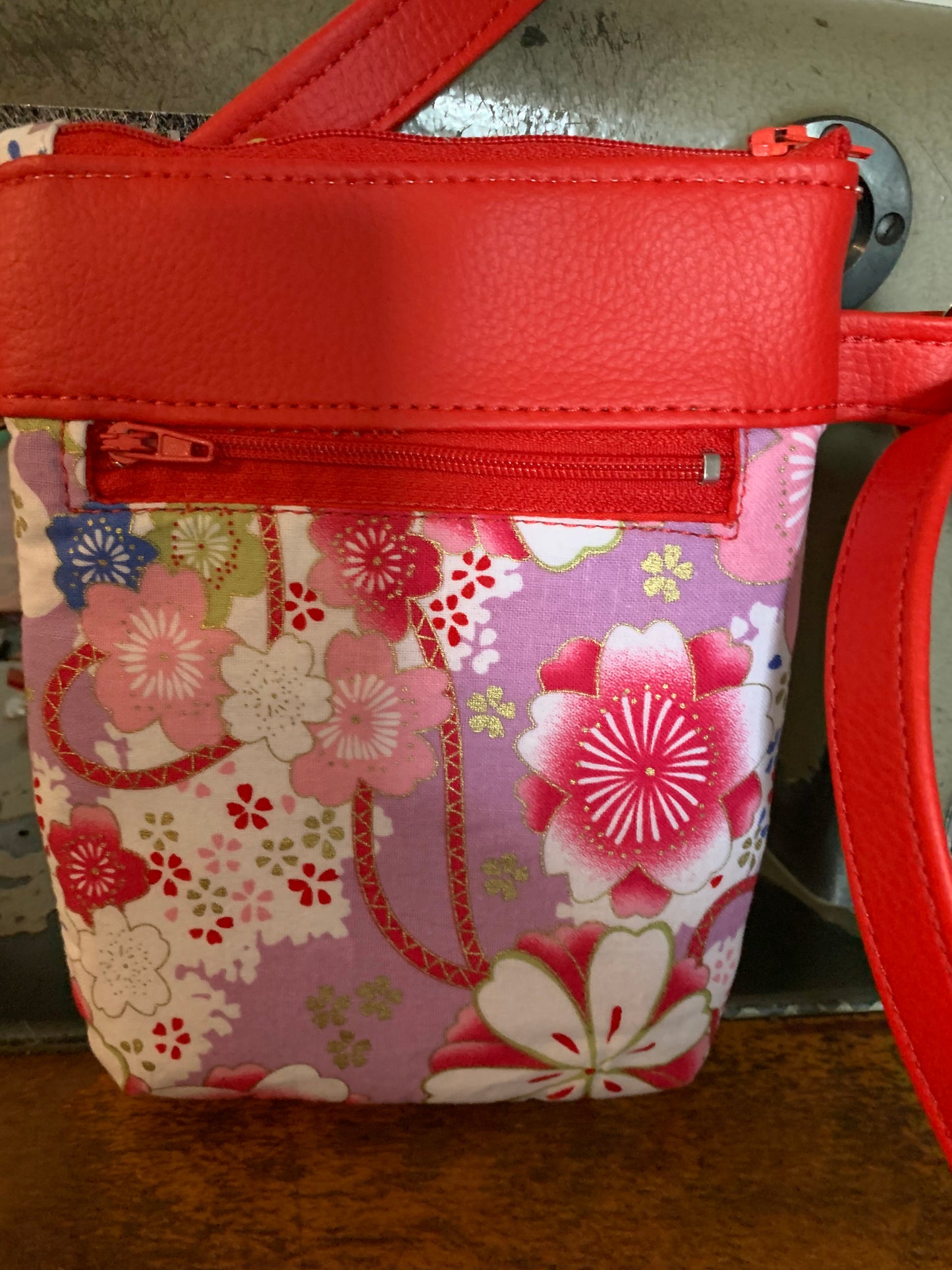 Red cherry blossom phone sling bag