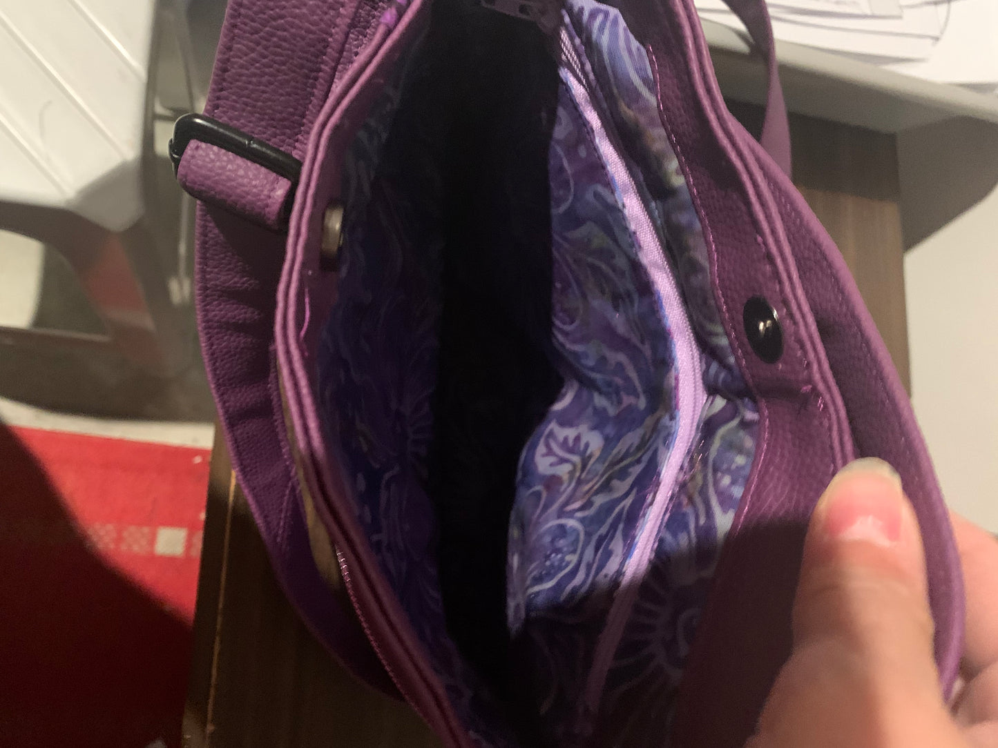 Purple floral crossbody bag