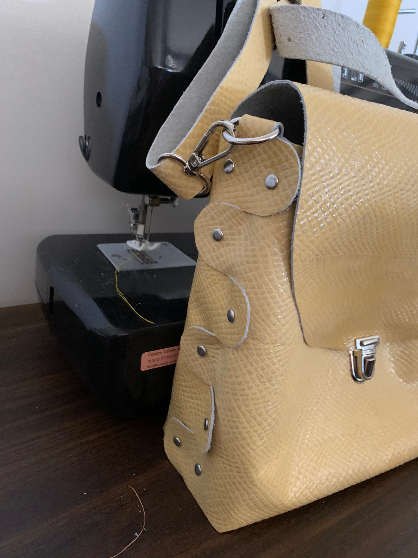 Yellow leather crossbody bag
