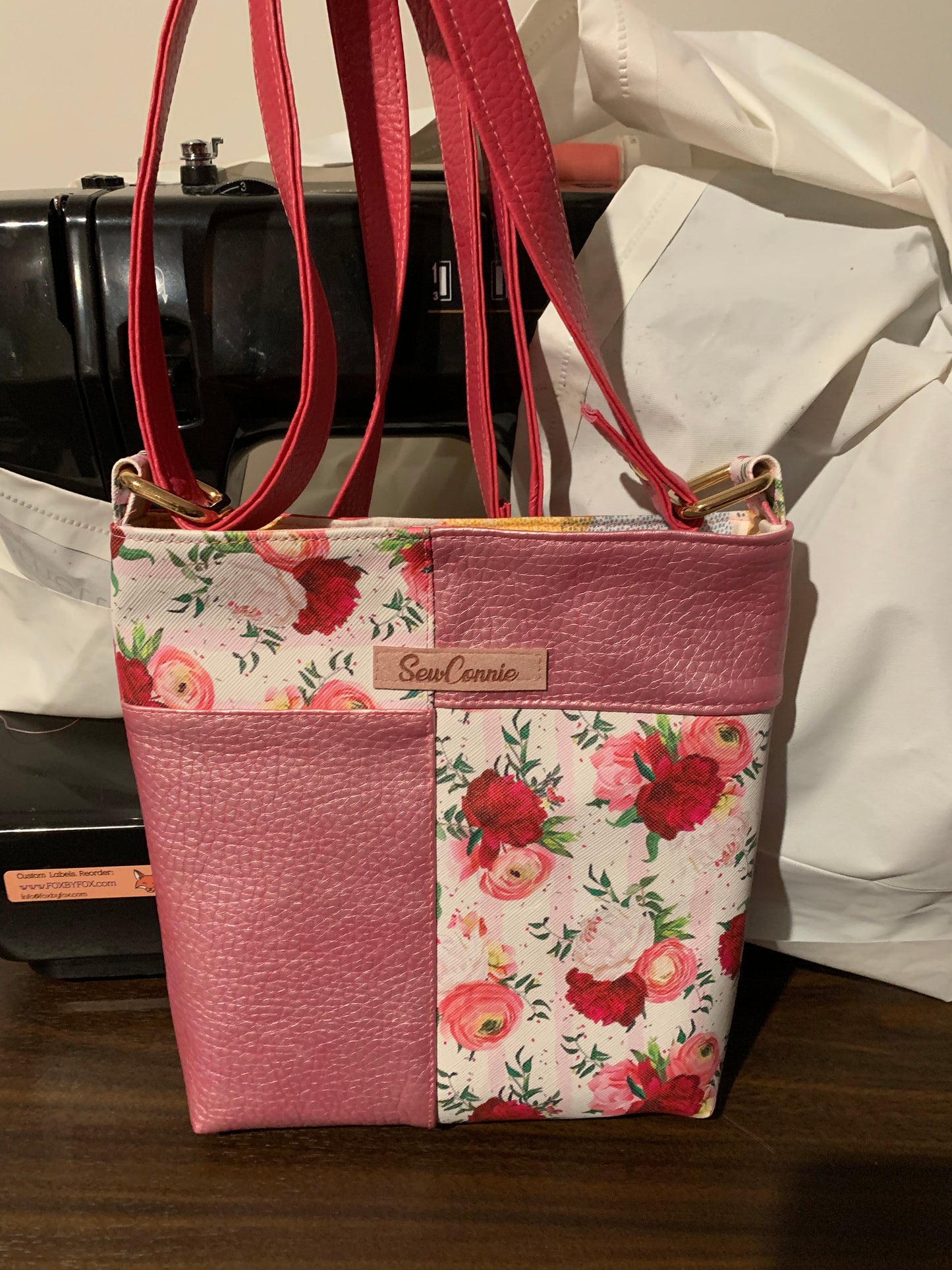 Pink and red crossbody bag