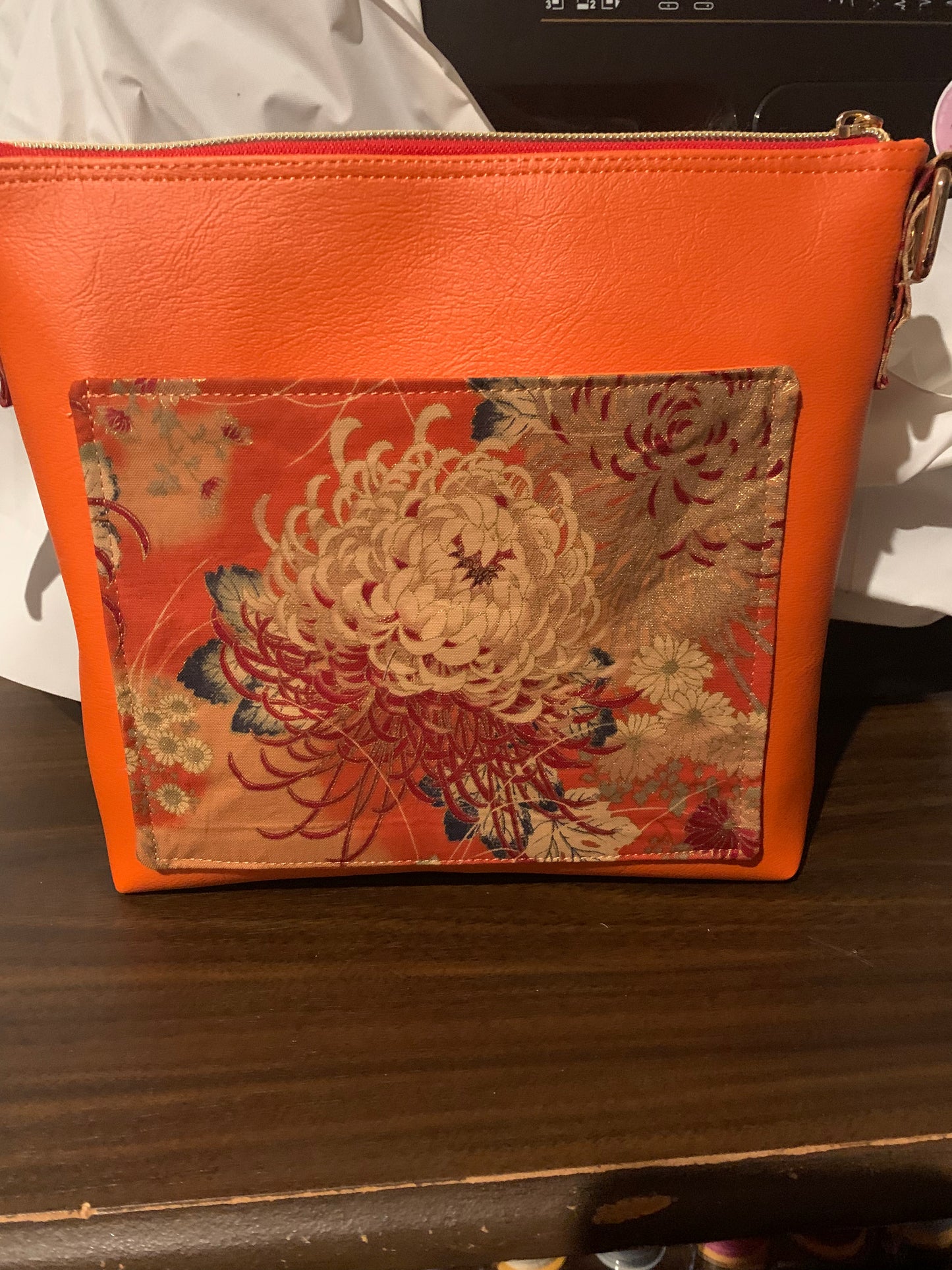 Orange oriental crossbody bag
