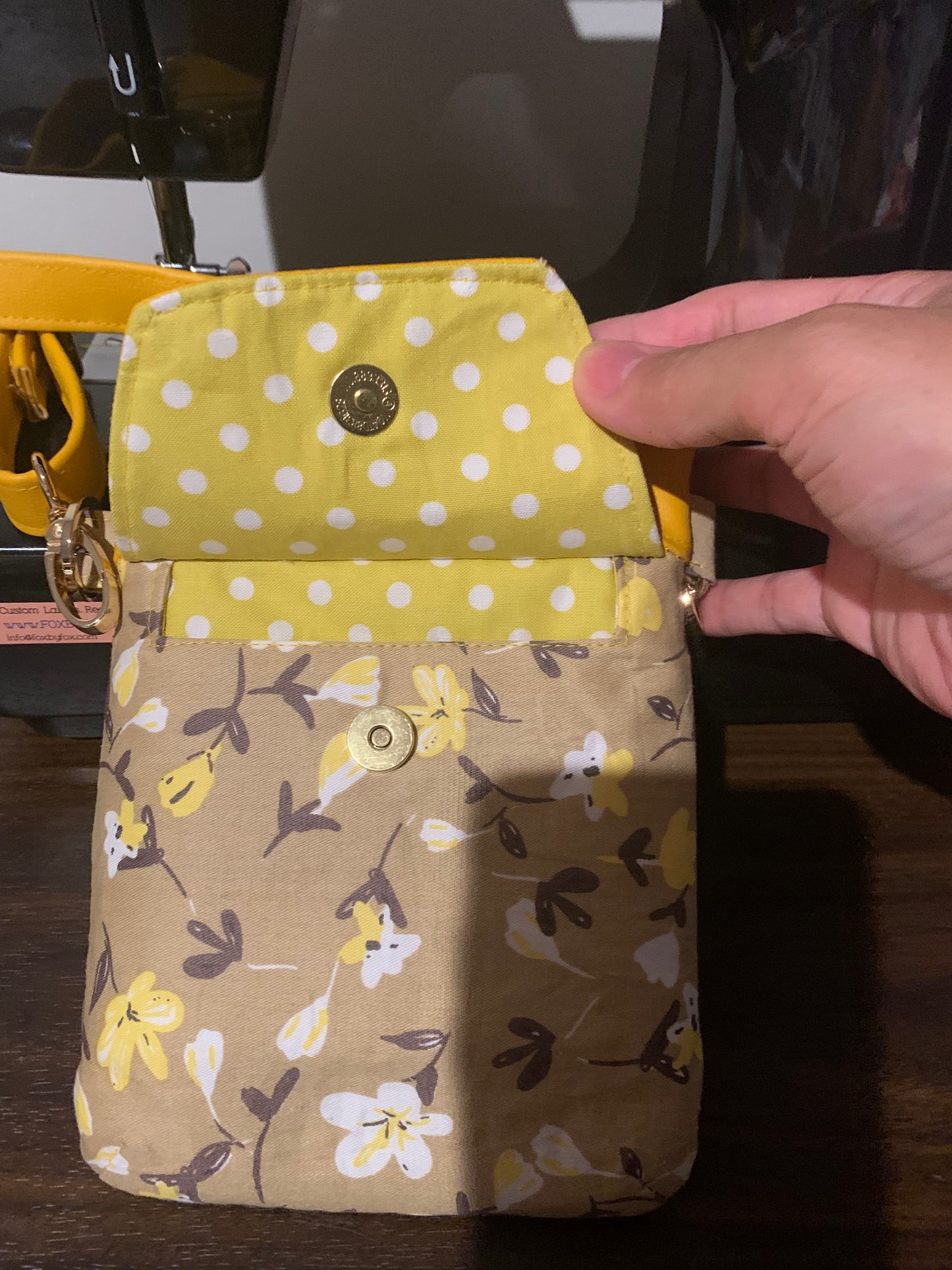 Yellow flower phone sling bag